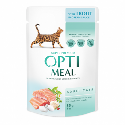 Opti meal Влажный корм для кошек с форелью в кремовом соусе Пауч 85 гр