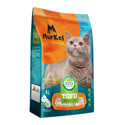 Murkel Tofu Наполнитель для кошачьего туалета без аромата Упаковка 2.6 кг 6л