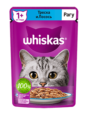 Whiskas Влажный корм для кошек Рагу с треской и лососем Пауч 75 гр