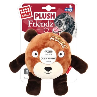 GiGwi Plush Friendz Плюшевый Медведь с резиновым кольцом внутри и пищалкой 6239