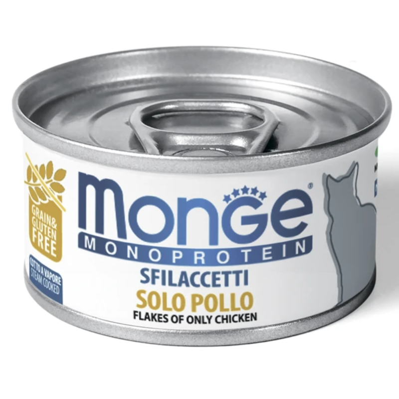 Monge Cat Monoprotein Solo Polo Влажный корм для кошек, мясные хлопья из курицы, Консерва 80 г