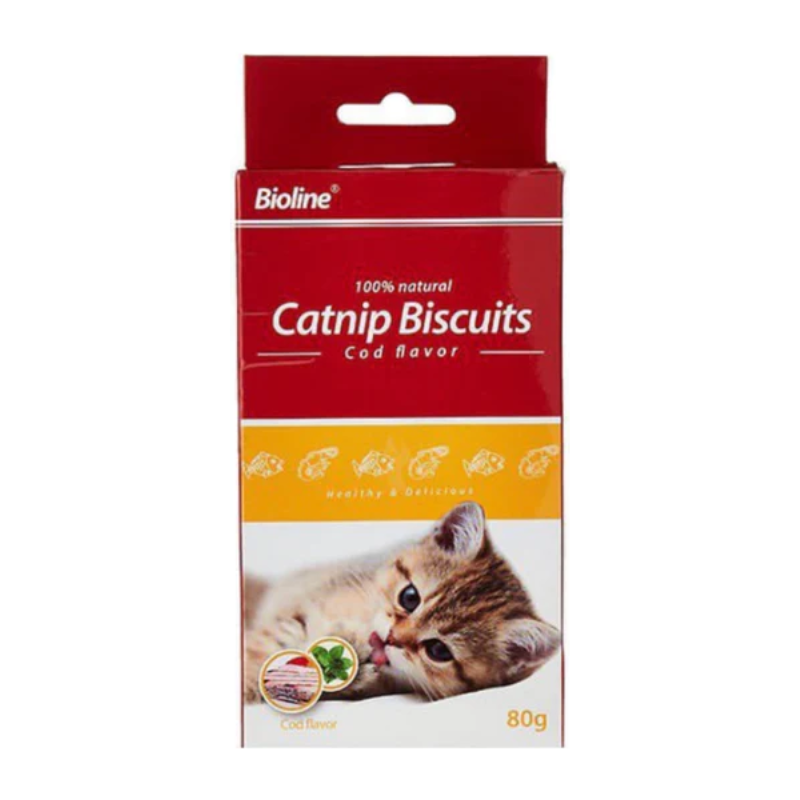 Bioline Catnip Biscuits Лакомства для кошек с треской и кошачьей мятой 80гр 2294