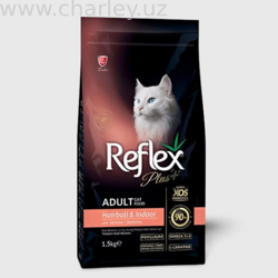 Reflex Plus Cat Hairball Indoor Сухой корм для кошек живущих в помещении для выведения шерсти Упаковка 1,5 кг