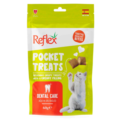 Reflex Pocket Treats Dental Care Лакомство для кошек в форме подушечек для здоровья рта Упаковка 60гр
