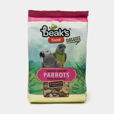 Beaks Food Deluxe Parrot Полнорационный корм для крупных попугаев с витаминами и минералами Пакетик 500 гр KY013