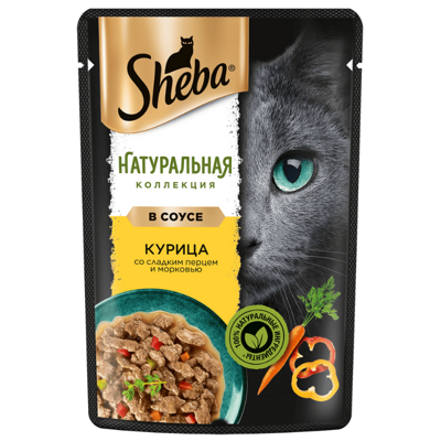 Sheba Nature's Collection Влажный корм для кошек Курица со сладким перцем и морковью в соусе Пауч 75 гр