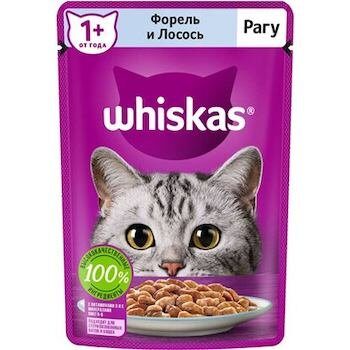 Whiskas Влажный корм для кошек Рагу с форелью и лососем Пауч 75 гр