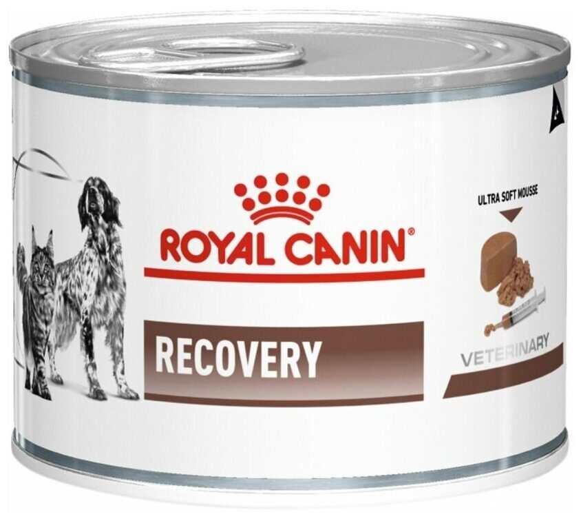 Royal Canin Recovery Влажный корм для собак и кошек в период анорексии и выздоровления а также послеоперационный период, из мяса свинины и печени птицы в соусе Баночка 195 гр