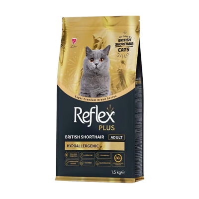 Reflex Plus British Shorthair Adult Сухой корм для взрослых кошек породы британская короткошерстная Упаковка 1.5 кг