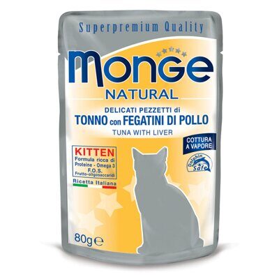 Monge Natural Влажный корм для котят с тунцом и куриной печенью Пауч 80 гр