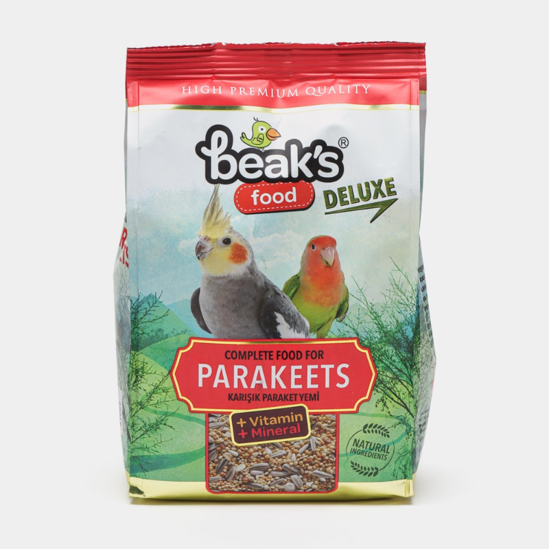 Beaks Food Deluxe Parakeets Полнорационный корм для средних птиц из зерен с витаминами и минералами Пакетик 500 гр KY009