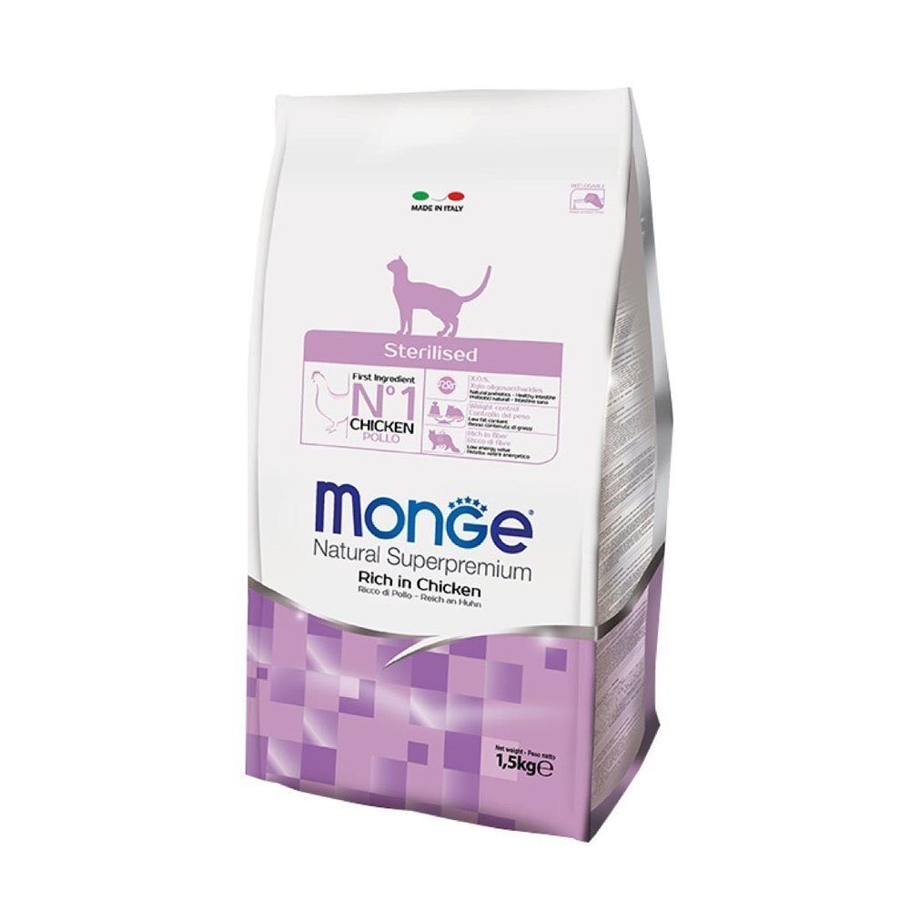 Monge Cat Monoprotein Sterilised chicken  Для стерилизованных кошек с курицей,  упаковка 1,5 кг