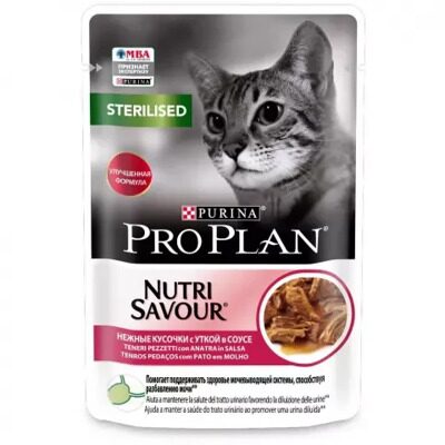 Pro Plan Nutri Savour Влажный корм для стерилизованных кошек с уткой в соусе Пауч 85 гр