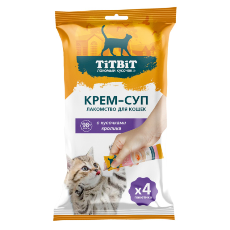 Titbit Лакомство крем-суп для кошек с кусочками кролика 4x10гр