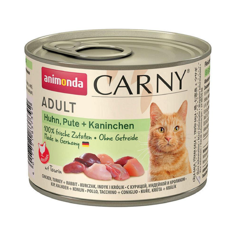 Animonda Carny Adult Cat Влажный корм для кошек с курицей, индейкой и кроликов Баночка 200 гр