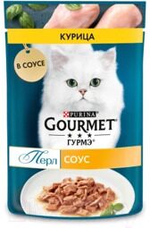 Gourmet Перл Влажный корм для кошек с курицей в соусе Пауч 75 гр