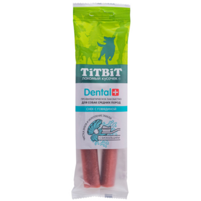 Titbit Dental+ Профилактический снек для собак средних пород с говядиной и биокальцием Упаковка 85гр