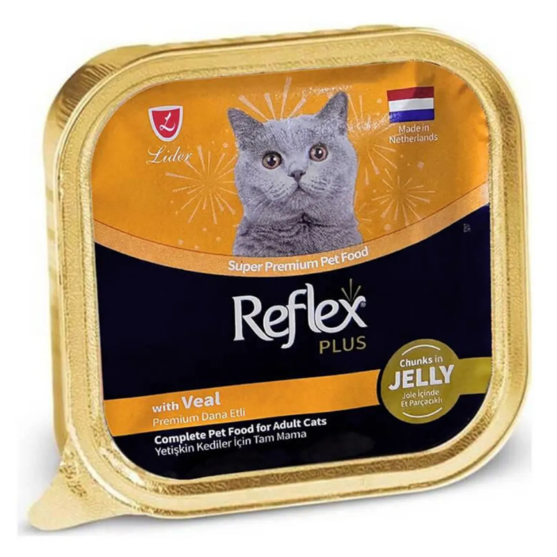 Reflex Plus Meaty Chunks with Veal Лакомство для кошек с телятиной в желле 85гр