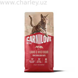 CarniLove Active Cat Сухой корм для стрелезиновых кошек всех пород с ягненком и кабаном Развес 1 кг