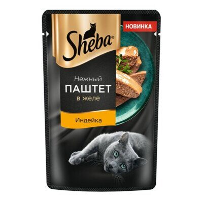 Sheba влажный корм для кошек нежный паштет с индейкой в желе Пауч 75 гр