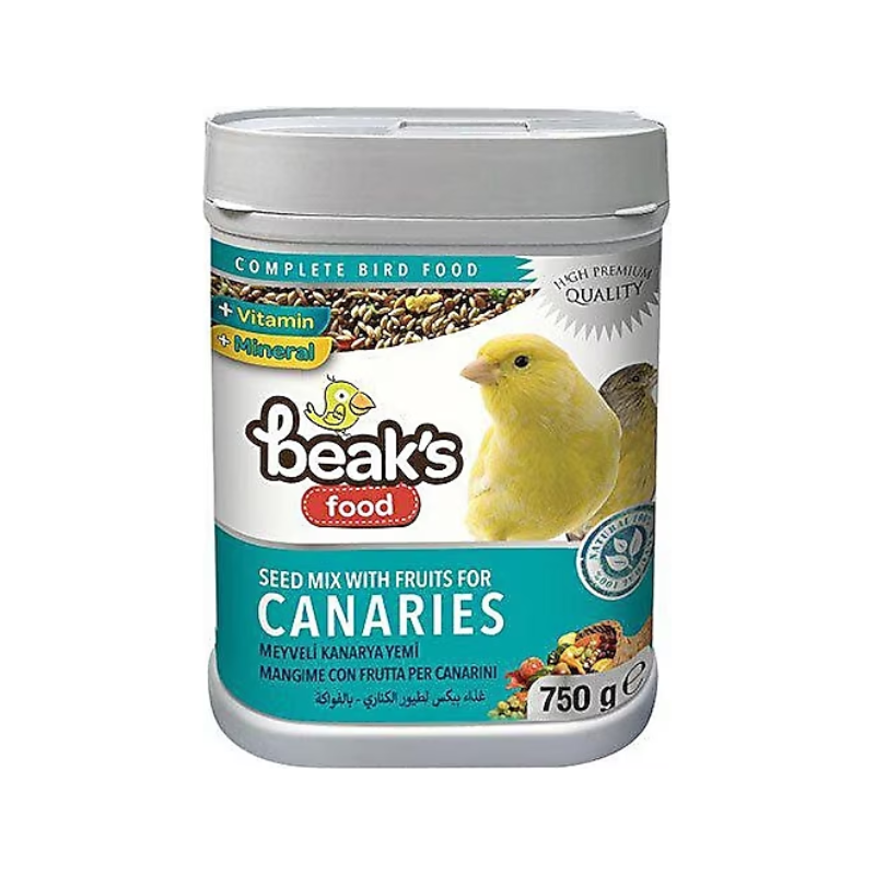 Beaks Food Exclusive Canaries Корм для канареек из микса зерен с фруктами Баночка 750 гр ST007