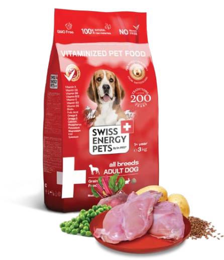 Swiss Energy Pets All Breеds Grain Free Food Беззерновой сухой корм для взрослых собак всех пород с кроликом Упаковка 3 кг