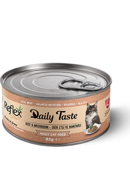 Reflex Plus Daily Taste Влажный корм для кошек, паштет в соусе с говядиной и грибами. Баночка 85 гр