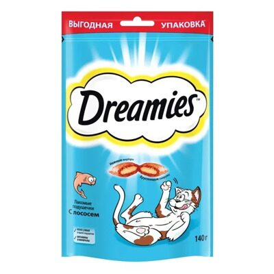 Dreamies Лакомство для кошек подушечки с лососем Упаковка 140 гр