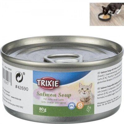 Trixie Salmon Soup Влажный корм для кошек Суп с курицей и лососем Баночка 80 гр