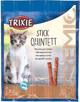 Trixie Stick Quintett With Lamb and Turkey Лакомство для кошек с ягнёнком и индейкой Упаковка 5 шт по 5 гр