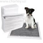 Pet Dapers Пеленки для животных впитывающие одноразовые Угольные Размер M 60x45 см в наборе 50 шт Белые 13906