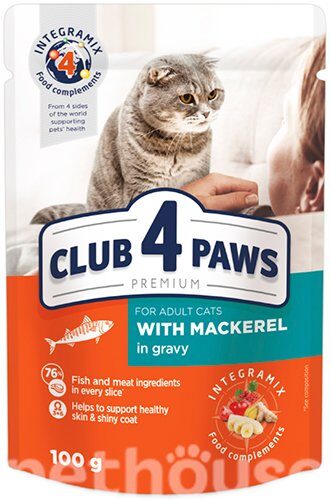 Club 4 Paws Влажный корм для кошек с макрелью в соусе Пауч 100 гр