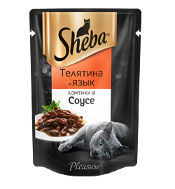 Sheba Pleasure Влажный корм для кошек Телятина и язык в соусе Пауч 85 гр