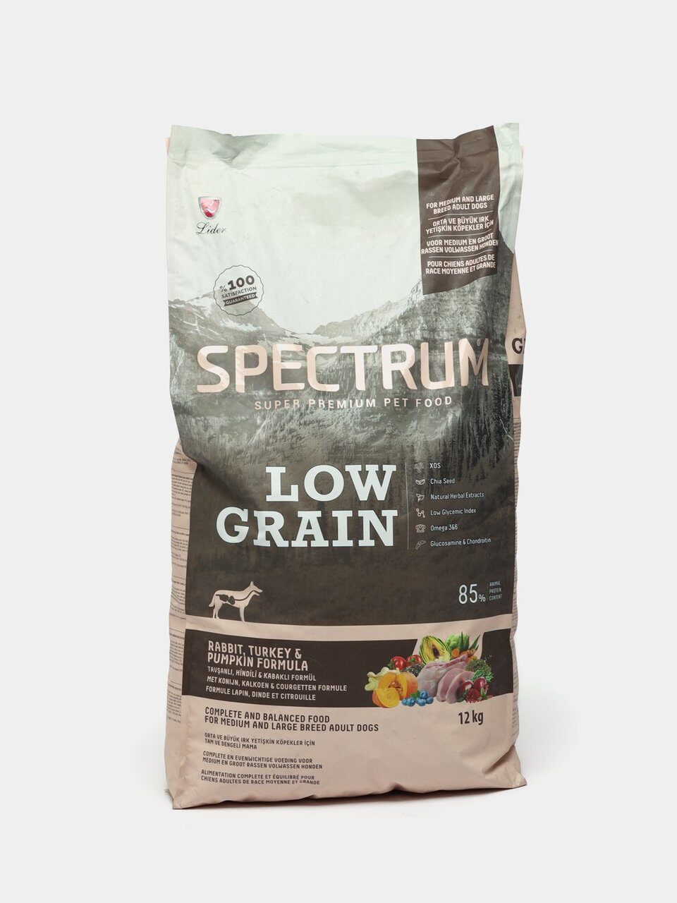 Spectrum Low Grain Сухой корм для собак крупных и средних пород с кроликом индейкой и тыквой Развес 1 кг