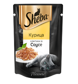 Sheba Pleasure Влажный корм для кошек с курицей в соусе Пауч 85 гр