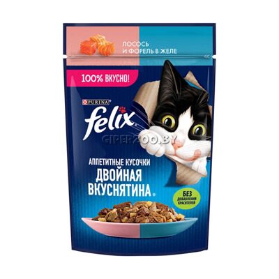 Felix Двойная вкуснятина с лососем и форелью в желе Пауч 75 гр