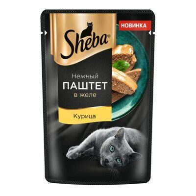 Sheba влажный корм для кошек нежный паштет с курицей в желе Пауч 75 гр