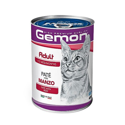 Gemon Adult Cat Влажный корм для кошек паштет с говядиной Баночка 400 гр