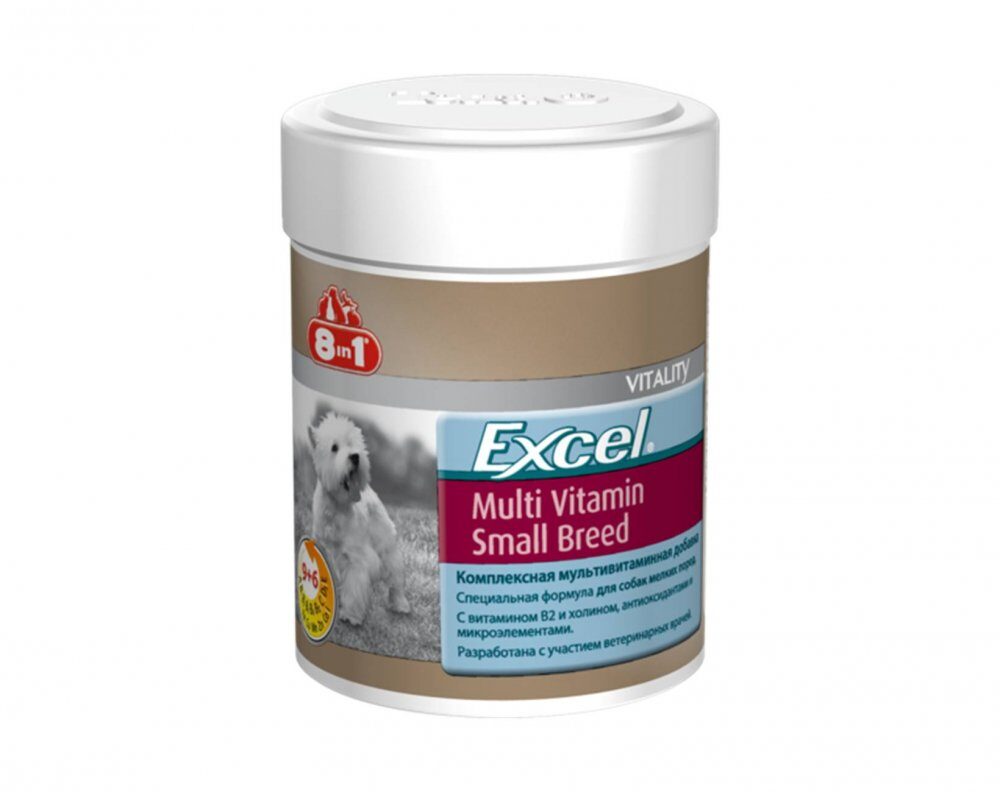 Excel Multi Vitamin Small Breed Комплексная мультивитаминная добавка для собак малых пород Баночка 70 таблеток