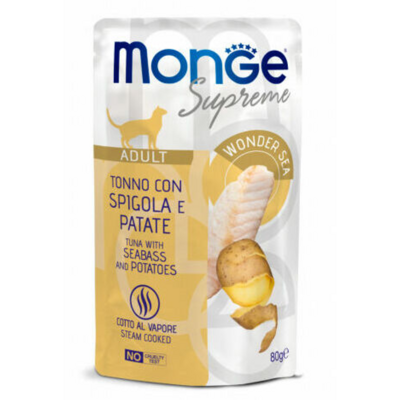 Monge Supreme Adult Влажный корм для кошек с тунцом, окунем и кортошкой Пауч 80 гр