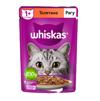 Whiskas Влажный корм для кошек Рагу с телятиной Пауч 85 гр