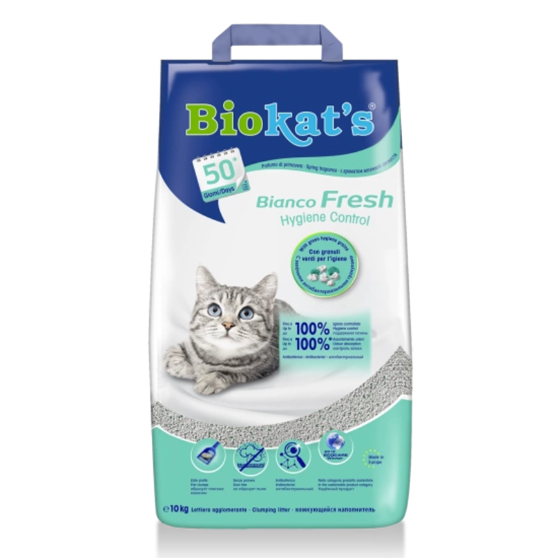 Biokat’s Bianco Fresh Комкубщийся наполнитель для кошачьего туалета Упаковка 10 литров 8,5кг