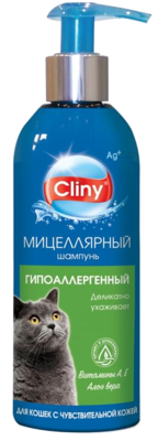 Cliny Мицеллярный гипоаллергенный шампунь для кошек с чувствительной кожей Бутылочка 200 мл